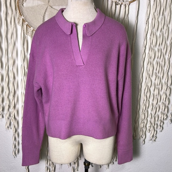 Lululemon Collared Merino Wool Blend Long Sleeve Sweater in Pink XL - Picture 5 of 14